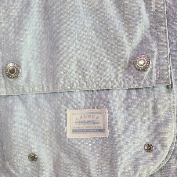 Vintage Lauren Ralph Lauren Oiled Linen Jacket w/ Pastel Plaid Lining - Petite S - Picture 5 of 8